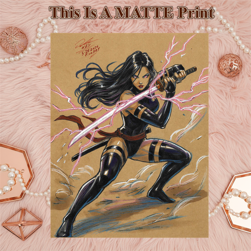 Psylocke Art Illustration Hard Signed 8.5x11in Fine Art PRINT