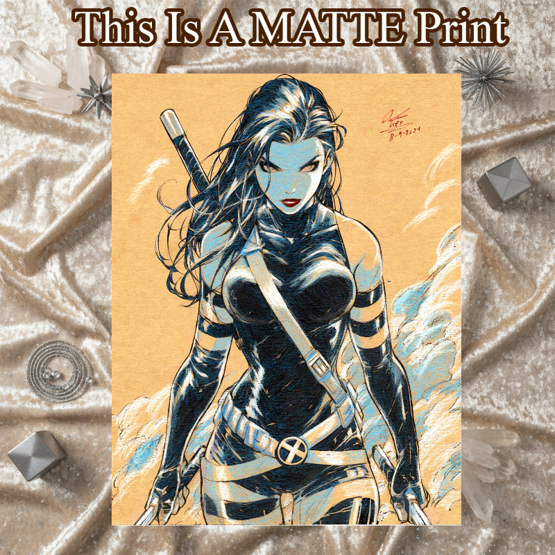 Psylocke Art Illustration Hard Signed 8.5x11in Fine Art PRINT
