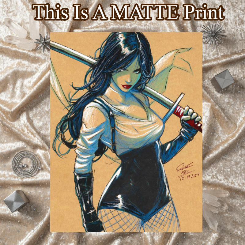 Psylocke Art Illustration Hard Signed 8.5x11in Fine Art PRINT