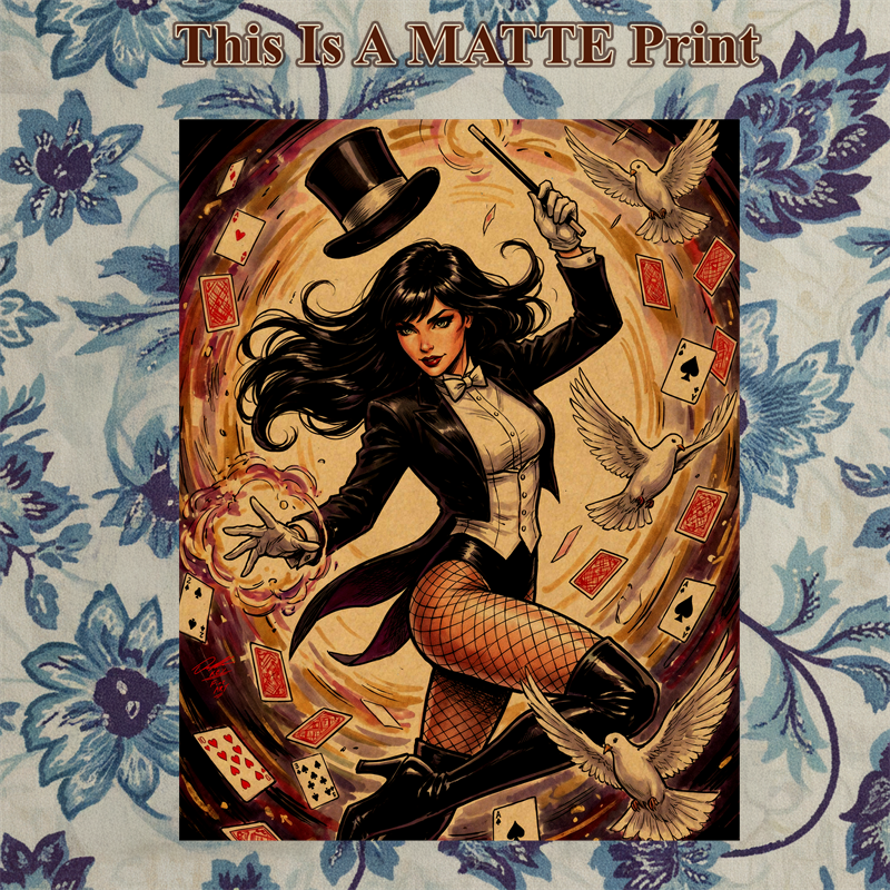 Zatanna Art Illustration Hard Signed 8.5x11in Fine Art PRINT
