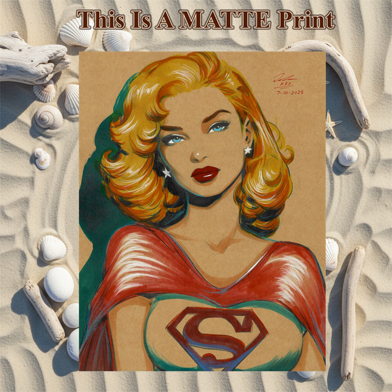 Supergirl Art Illustration Hard Signed 8.5x11in Fine Art PRINT