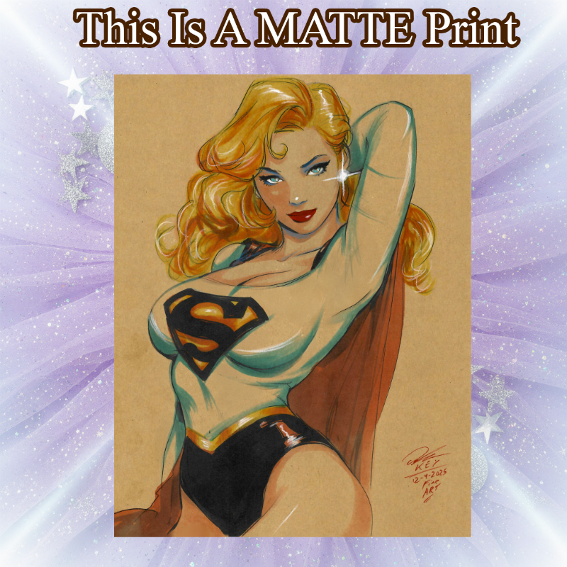 Supergirl Art Illustration Hard Signed 8.5x11in Fine Art PRINT