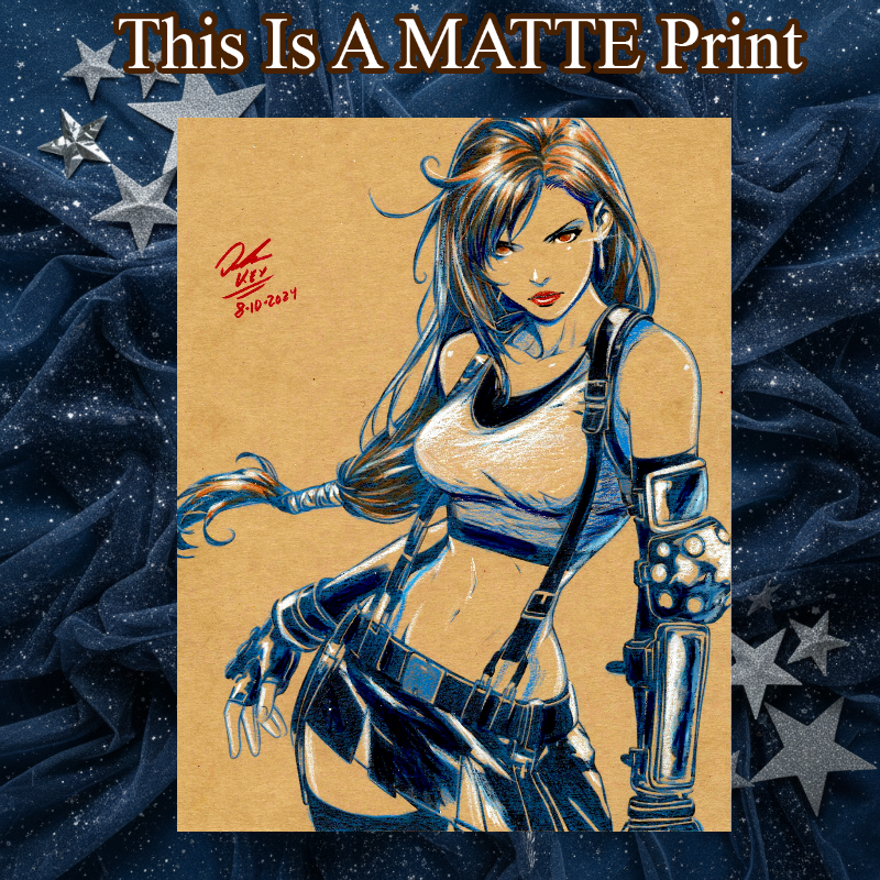 Tifa Lockhart Art Illustration Hard Signed 8.5x11in Fine Art PRINT