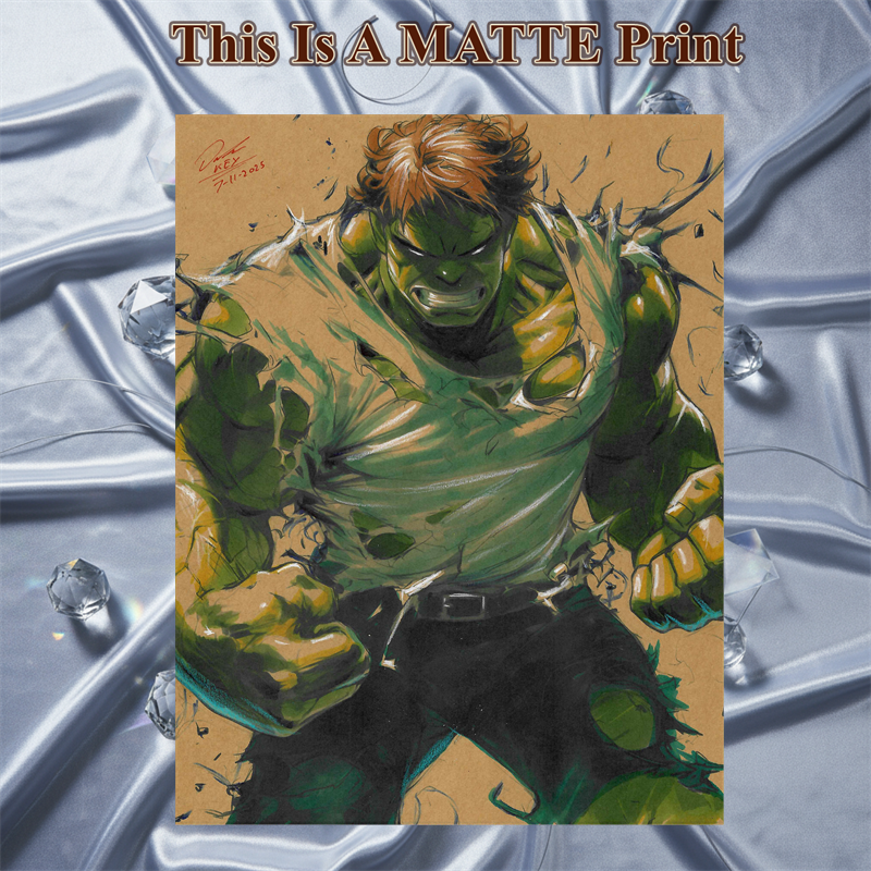 Hulk Art Illustration Hard Signed 8.5x11in Fine Art PRINT
