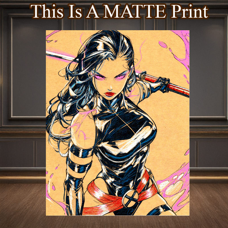 Psylocke Art Illustration Hard Signed 8.5x11in Fine Art PRINT