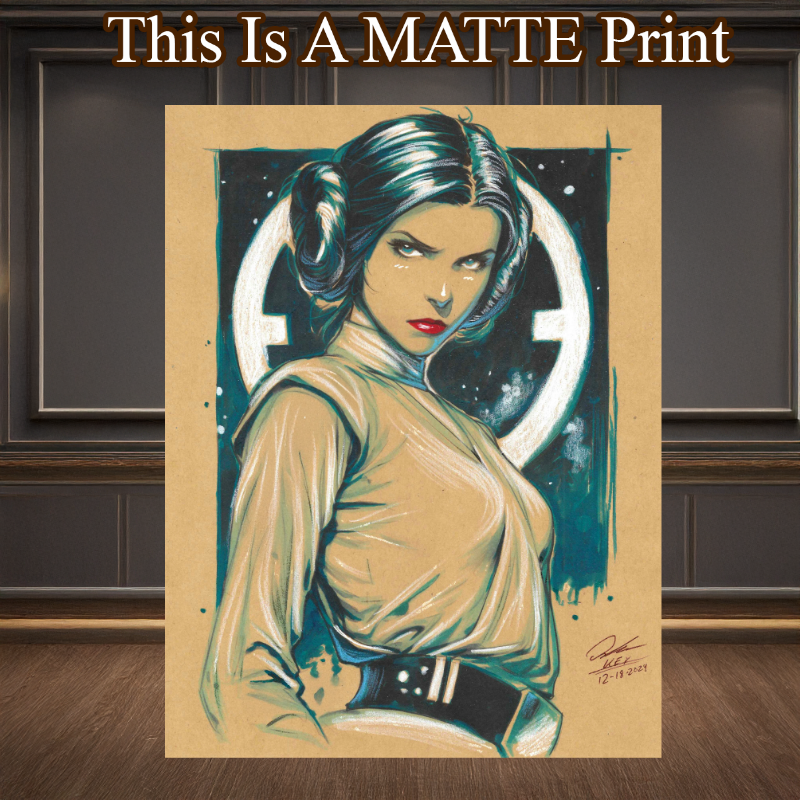 Princess Leia Art Illustration Hard Signed 8.5x11in Fine Art PRINT