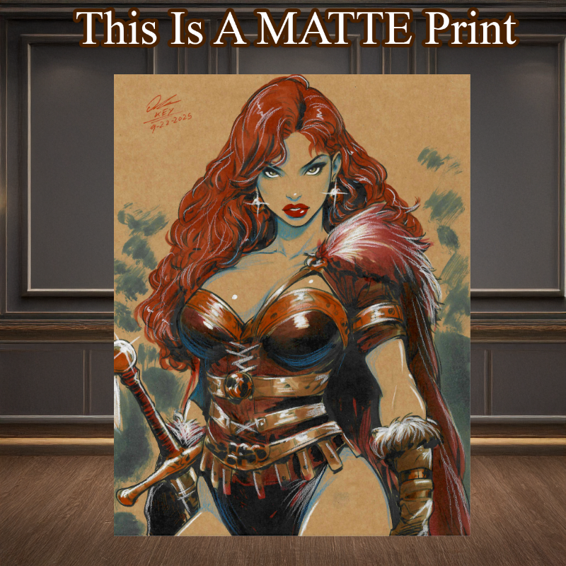 Red Sonja Art Illustration Hard Signed 8.5x11in Fine Art PRINT