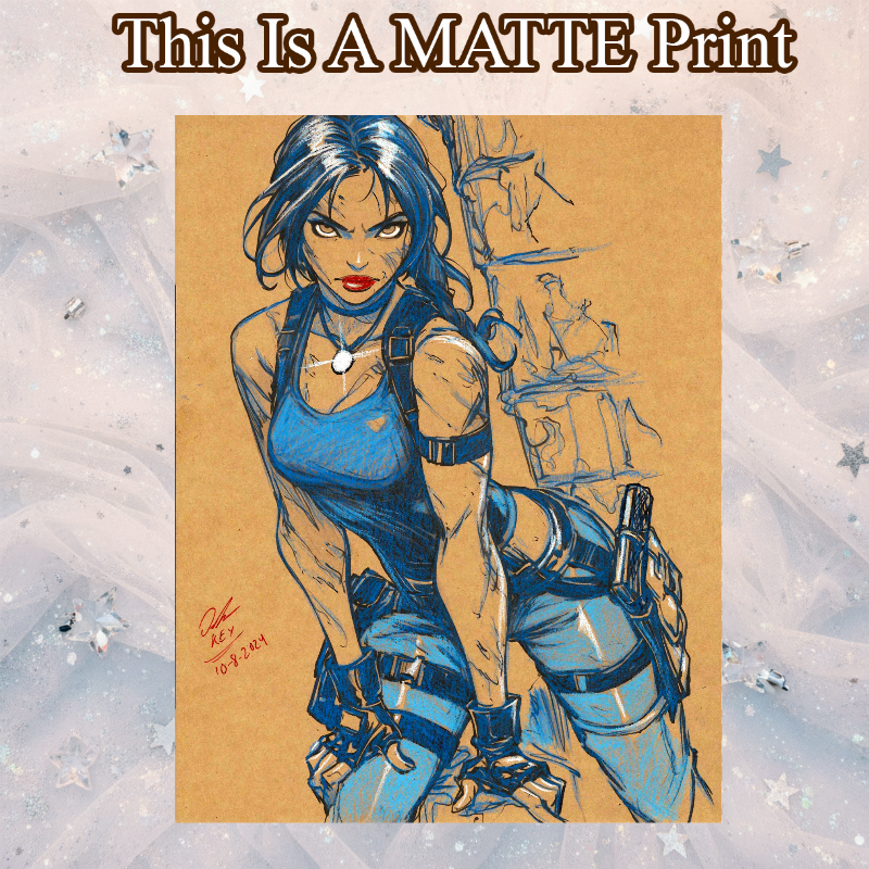 Lara Croft Art Illustration Hard Signed 8.5x11in Fine Art PRINT