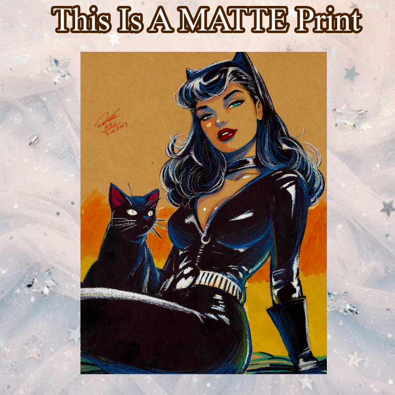 Catwoman Art Illustration Hard Signed 8.5x11in Fine Art PRINT