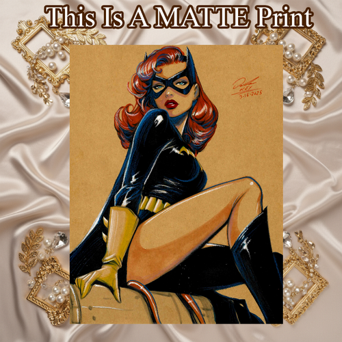Batgirl Art Illustration Hard Signed 8.5x11in Fine Art PRINT