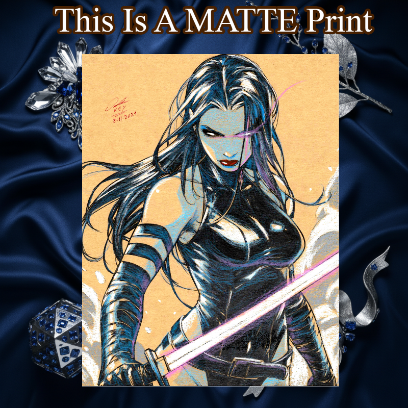 Psylocke Art Illustration Hard Signed 8.5x11in Fine Art PRINT