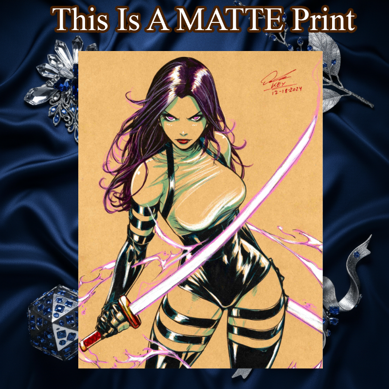 Psylocke Art Illustration Hard Signed 8.5x11in Fine Art PRINT