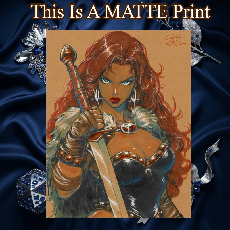 Red Sonja Art Illustration Hard Signed 8.5x11in Fine Art PRINT