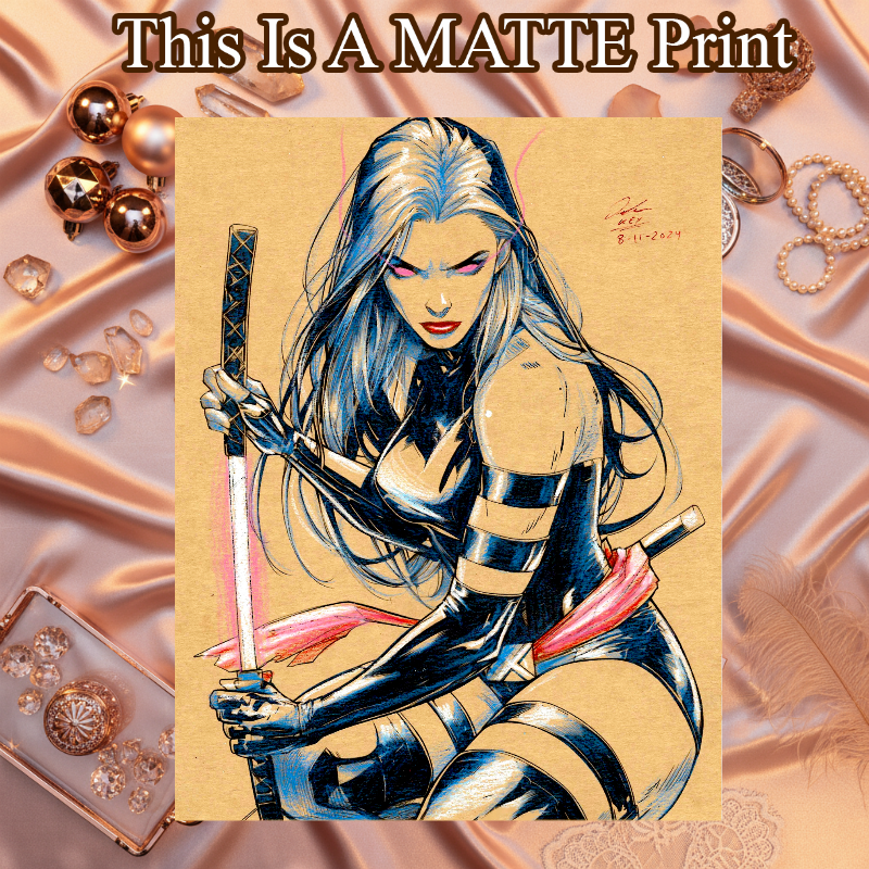 Psylocke Art Illustration Hard Signed 8.5x11in Fine Art PRINT