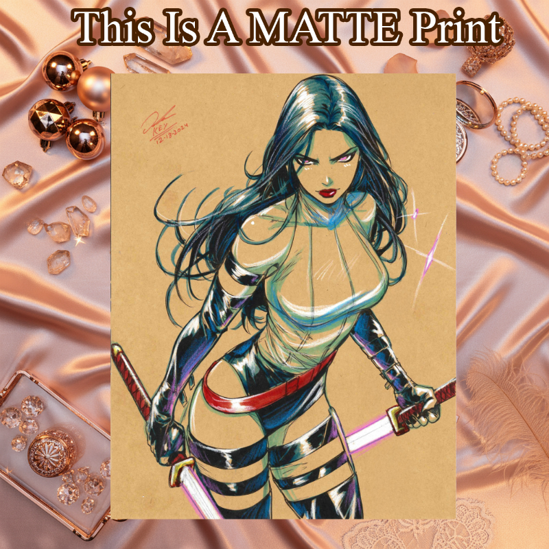 Psylocke Art Illustration Hard Signed 8.5x11in Fine Art PRINT
