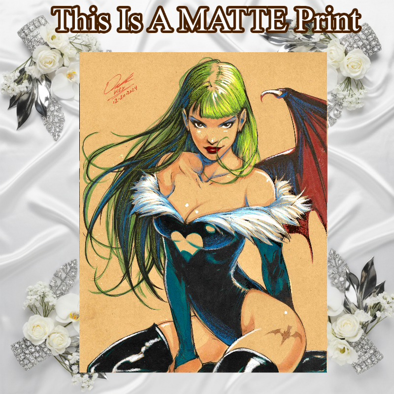 Morrigan Aensland Art Illustration Hard Signed 8.5x11in Fine Art PRINT