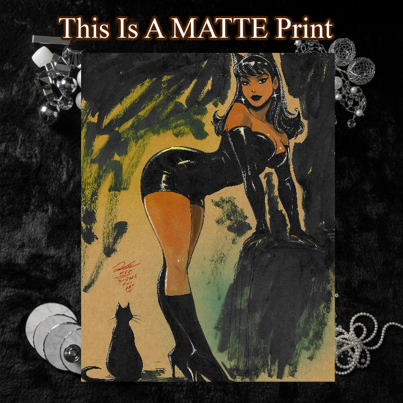 Catwoman Art Illustration Hard Signed 8.5x11in Fine Art PRINT