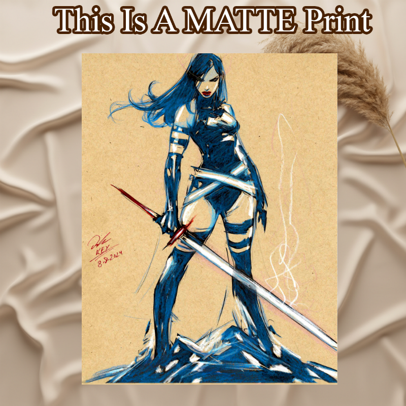 Psylocke Art Illustration Hard Signed 8.5x11in Fine Art PRINT