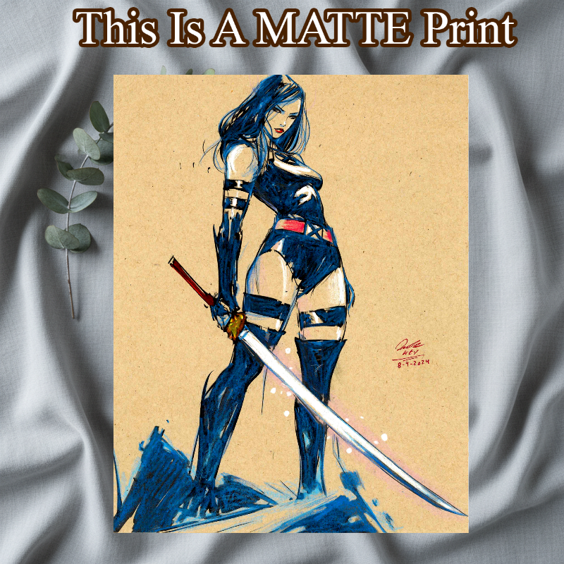 Psylocke Art Illustration Hard Signed 8.5x11in Fine Art PRINT