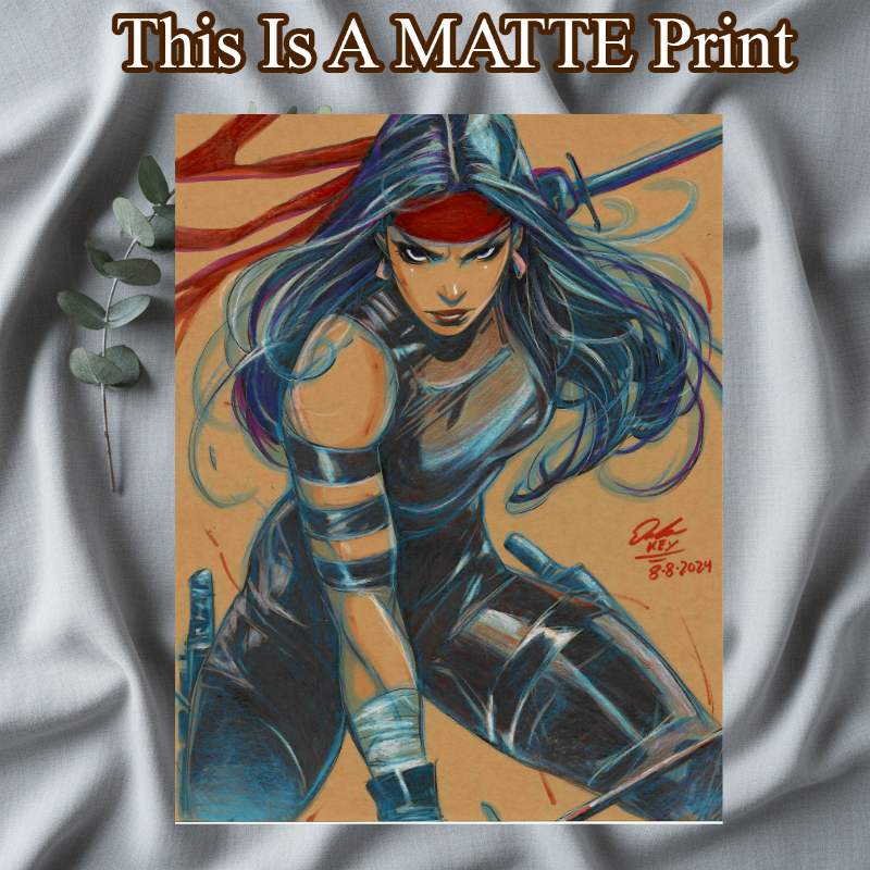 Elektra Art Illustration Hard Signed 8.5x11in Fine Art PRINT