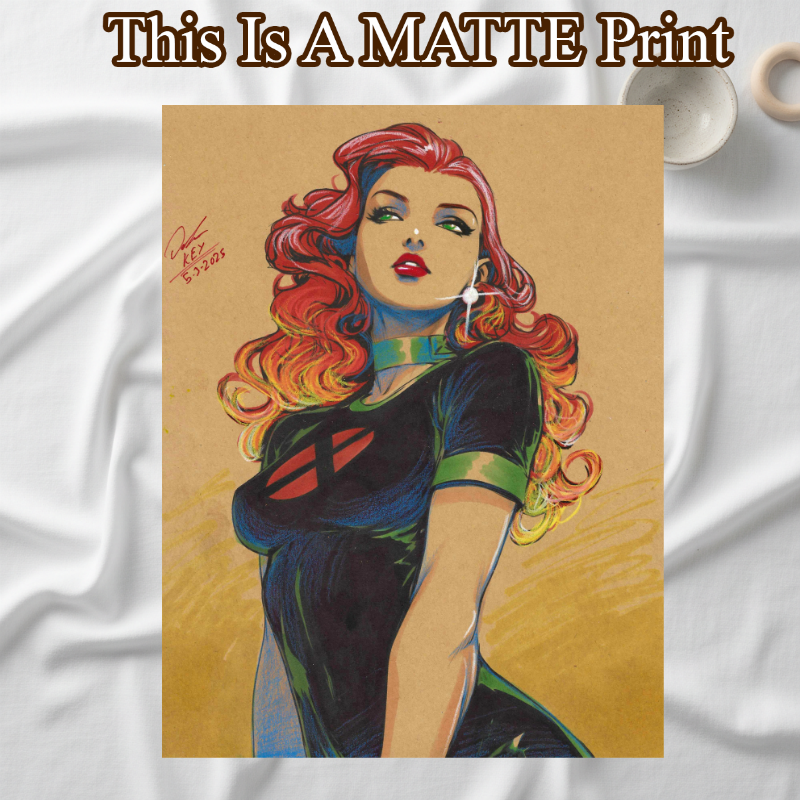 Jean Grey Phoenix Art Illustration Hard Signed 8.5x11in Fine Art PRINT