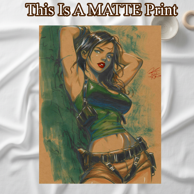 Lara Croft Art Illustration Hard Signed 8.5x11in Fine Art PRINT