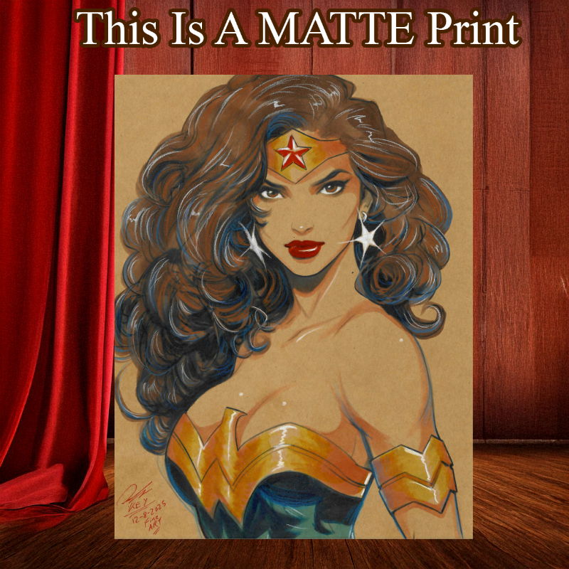 Wonder Woman Art Illustration Hard Signed 8.5x11in Fine Art PRINT