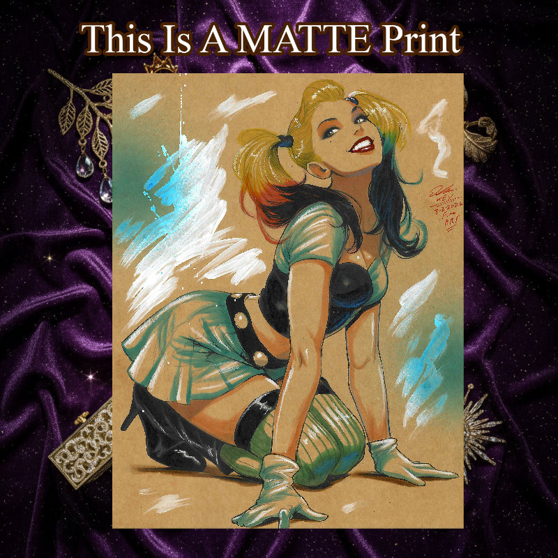Harley Quinn Art Illustration Hard Signed 8.5x11in Fine Art PRINT