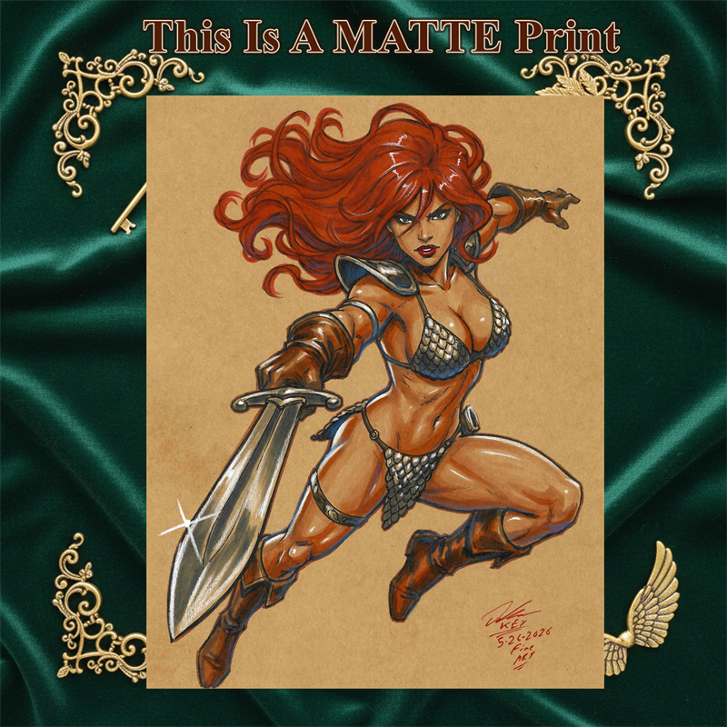 Red Sonja Art Illustration Hard Signed 8.5x11in Fine Art PRINT