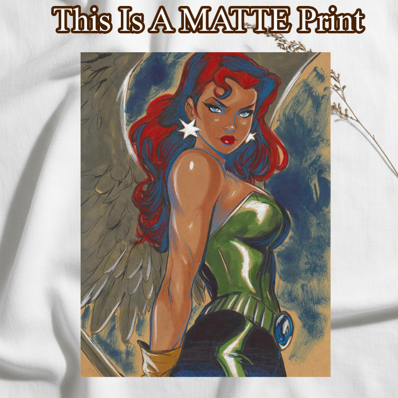 Hawkgirl Art Illustration Hard Signed 8.5x11in Fine Art PRINT