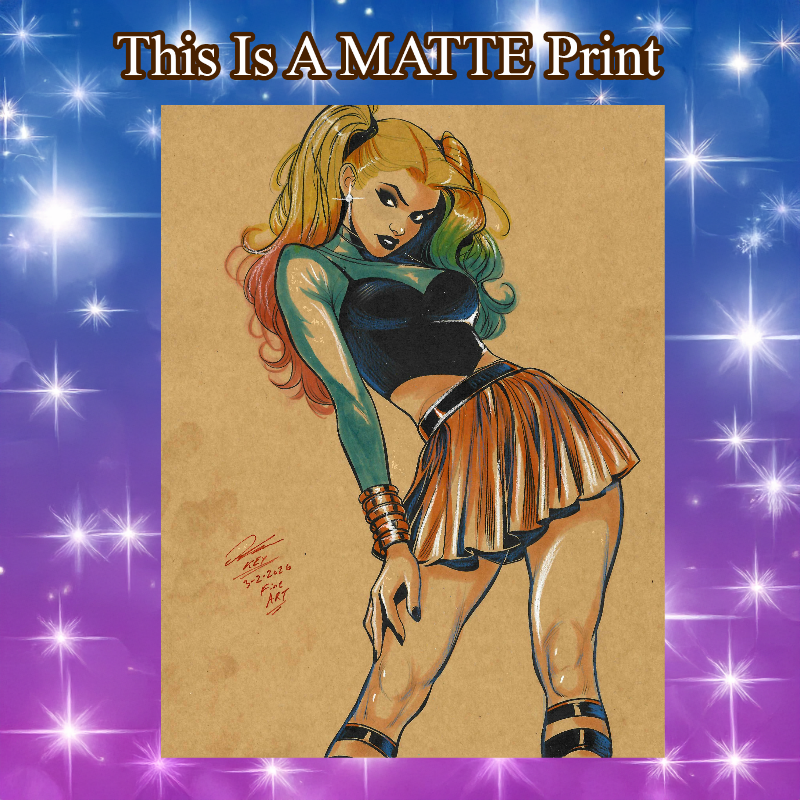 Harley Quinn Art Illustration Hard Signed 8.5x11in Fine Art PRINT
