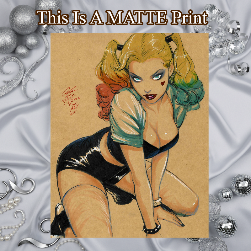 Harley Quinn Art Illustration Hard Signed 8.5x11in Fine Art PRINT