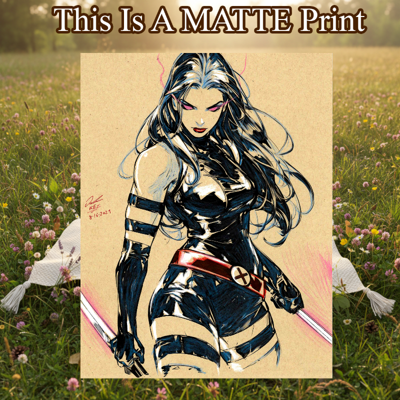 Psylocke Art Illustration Hard Signed 8.5x11in Fine Art PRINT