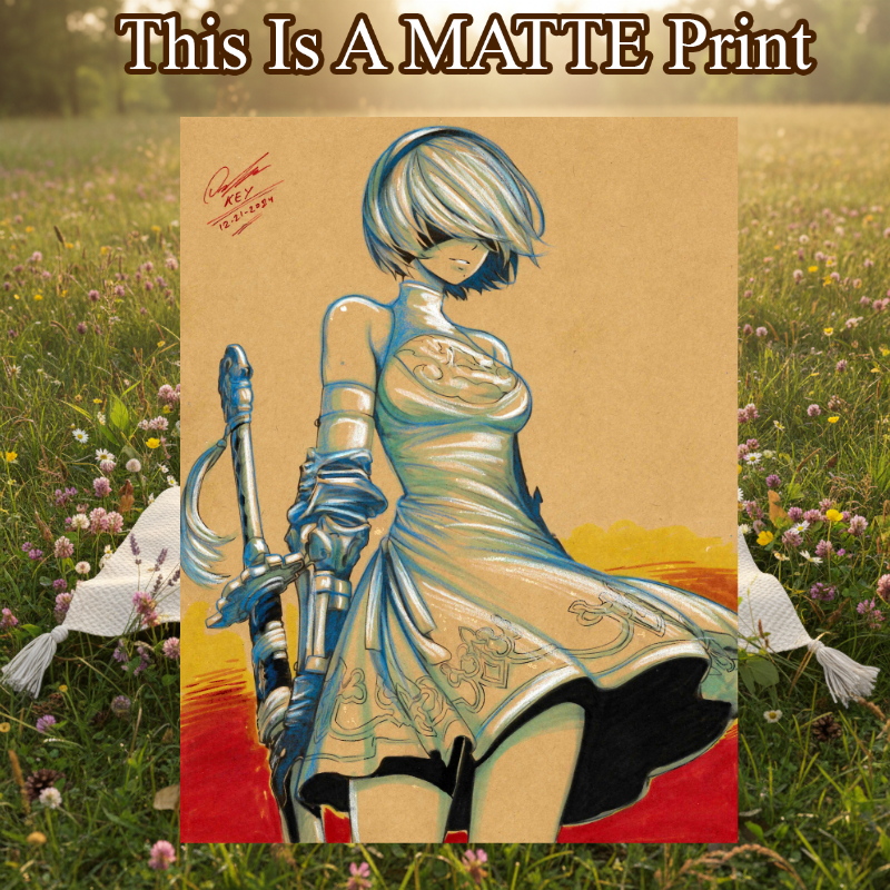 Nier Automata Type B Art Illustration Hard Signed 8.5x11in Fine Art PRINT
