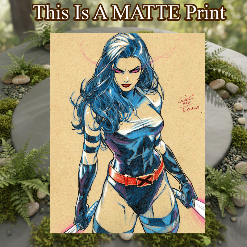 Psylocke Art Illustration Hard Signed 8.5x11in Fine Art PRINT