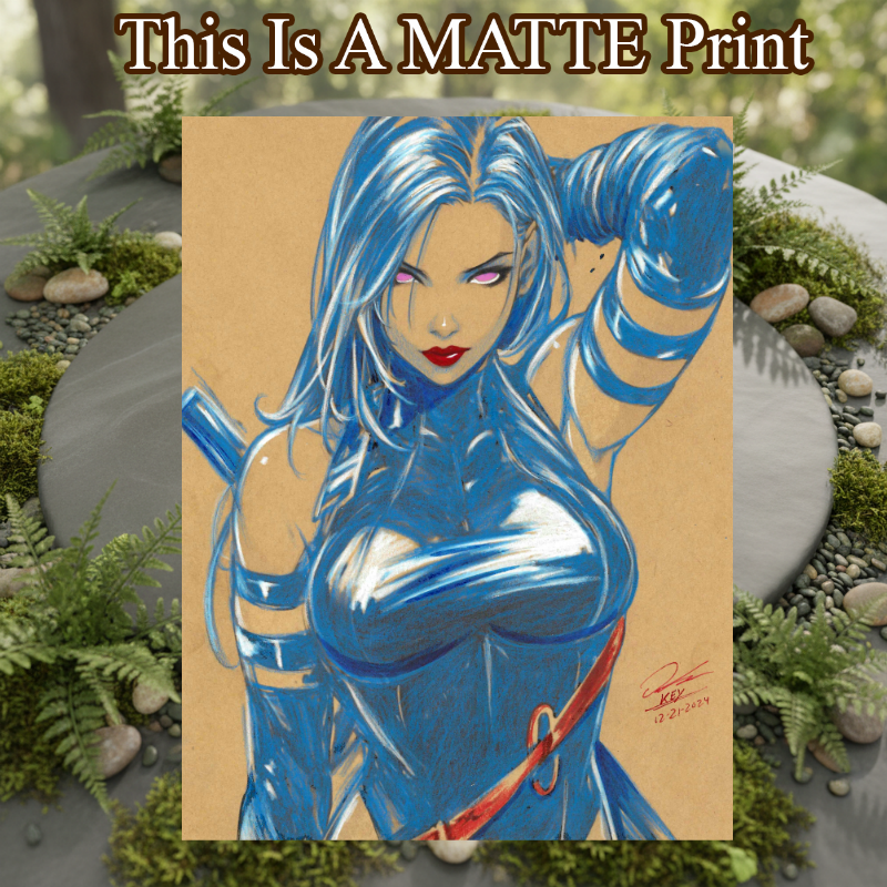 Psylocke Art Illustration Hard Signed 8.5x11in Fine Art PRINT