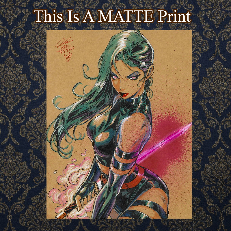 Psylocke Art Illustration Hard Signed 8.5x11in Fine Art PRINT