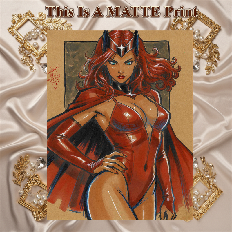 Scarlet Witch Art Illustration Hard Signed 8.5x11in Fine Art PRINT