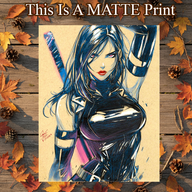 Psylocke Art Illustration Hard Signed 8.5x11in Fine Art PRINT