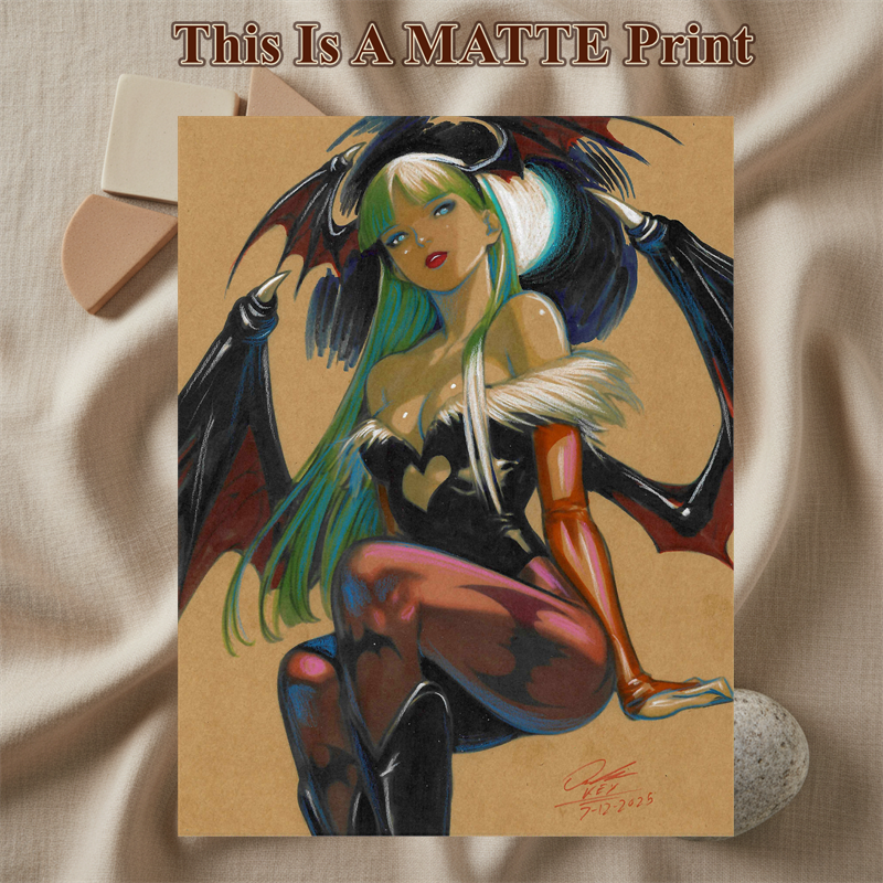 Morrigan Aensland Art Illustration Hard Signed 8.5x11in Fine Art PRINT