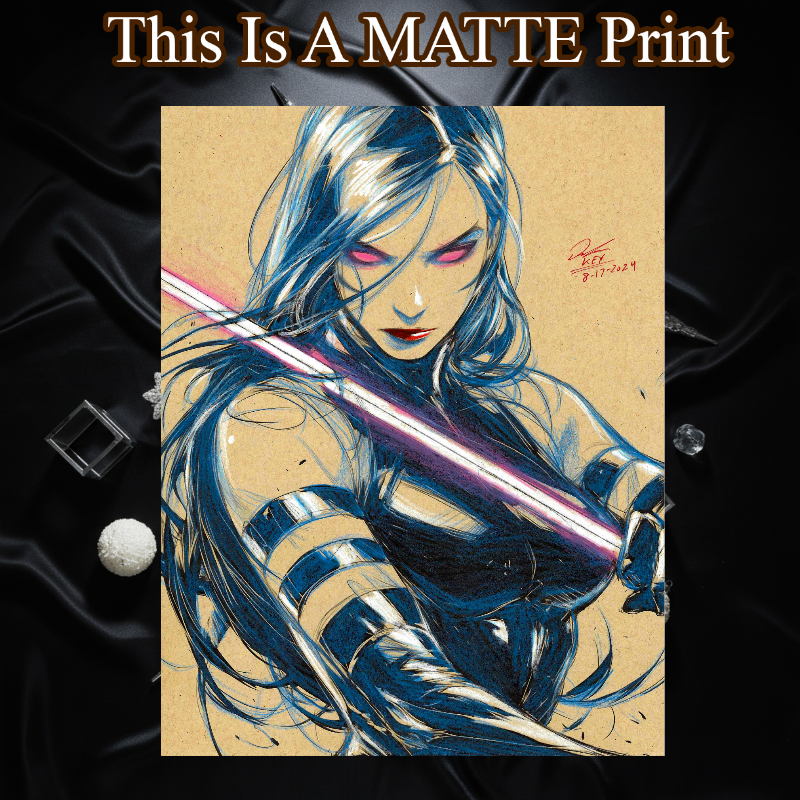 Psylocke Art Illustration Hard Signed 8.5x11in Fine Art PRINT