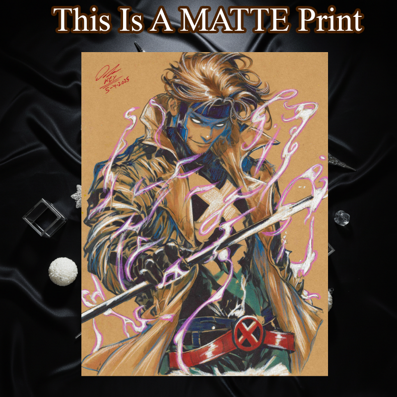 Gambit Art Illustration Hard Signed 8.5x11in Fine Art PRINT