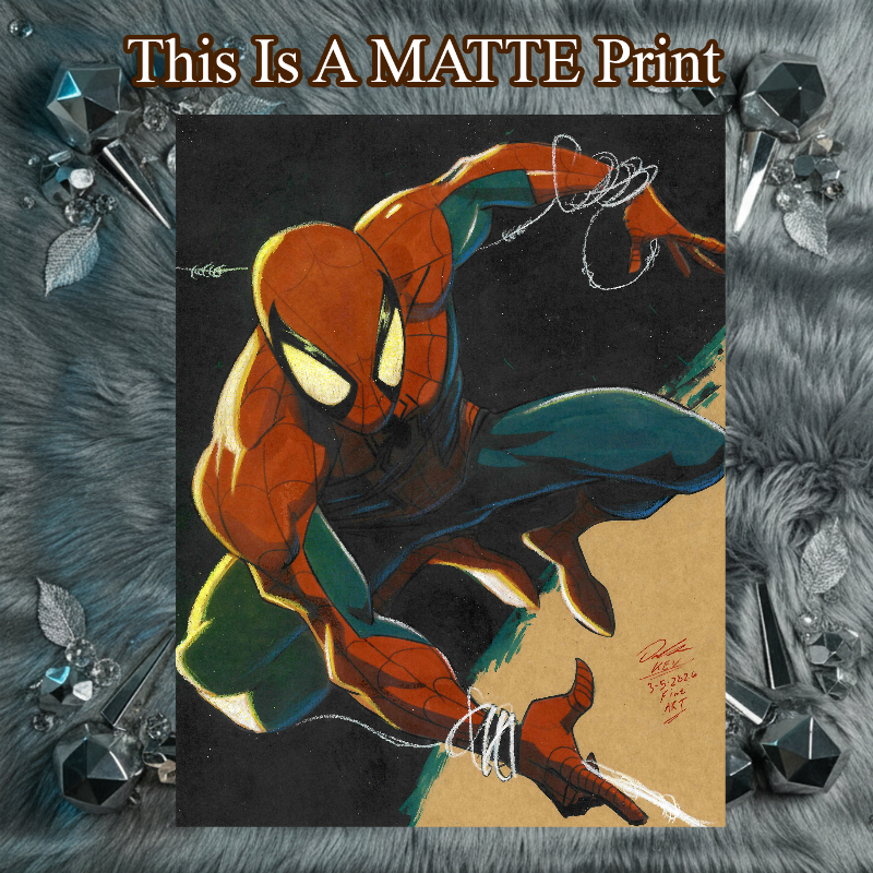 Spider-Man Art Illustration Hard Signed 8.5x11in Fine Art PRINT