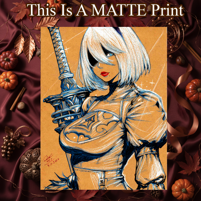 Nier Automata Art Illustration Hard Signed 8.5x11in Fine Art PRINT