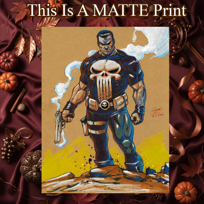 Punisher Art Illustration Hard Signed 8.5x11in Fine Art PRINT