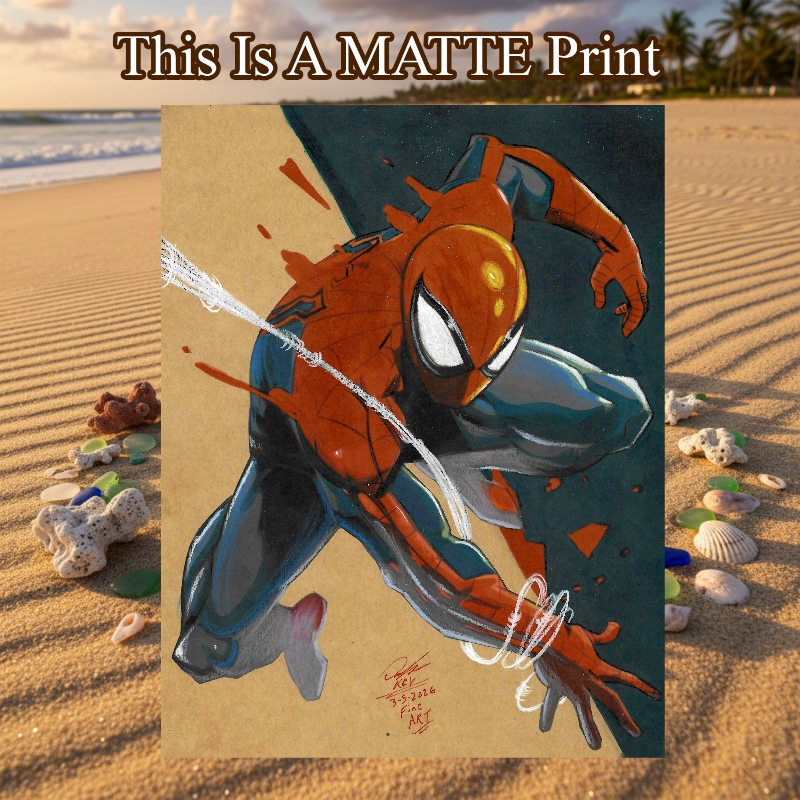 Spider-Man Art Illustration Hard Signed 8.5x11in Fine Art PRINT