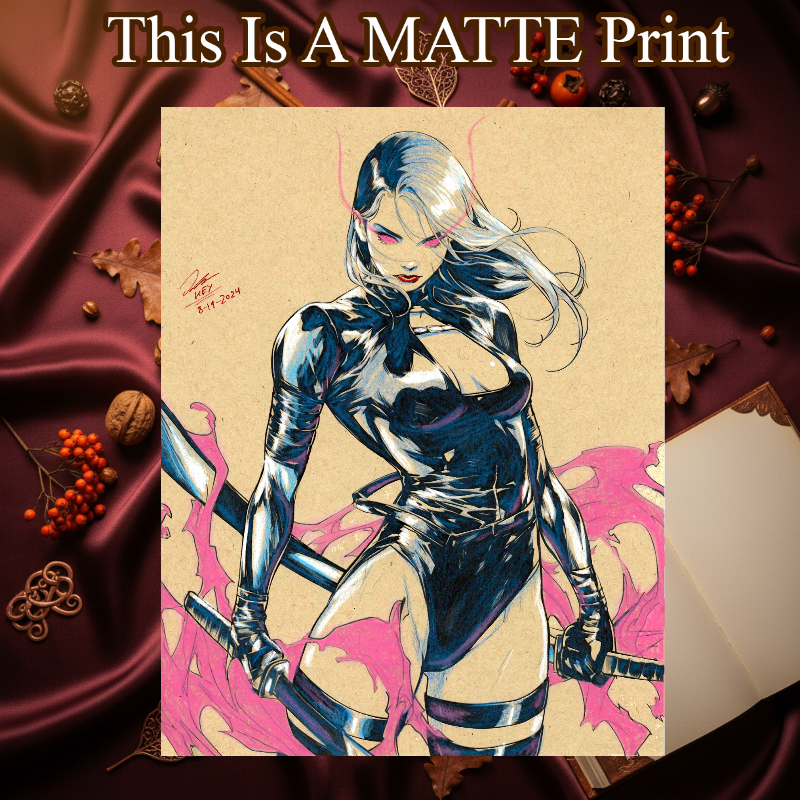 Psylocke Art Illustration Hard Signed 8.5x11in Fine Art PRINT