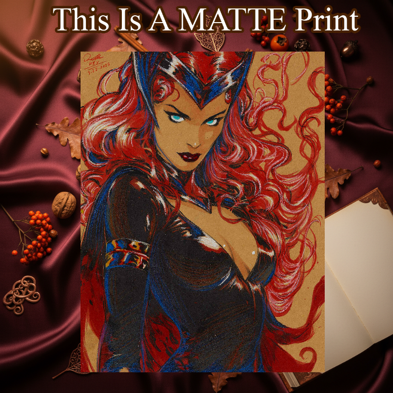 Scarlet Witch Art Illustration Hard Signed 8.5x11in Fine Art PRINT