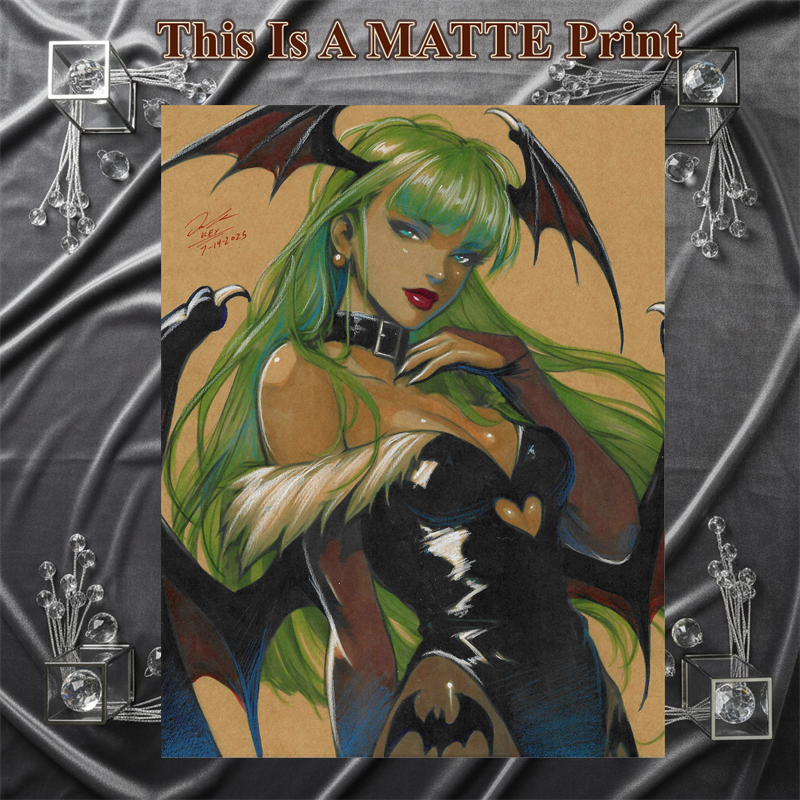 Morrigan Aensland Art Illustration Hard Signed 8.5x11in Fine Art PRINT