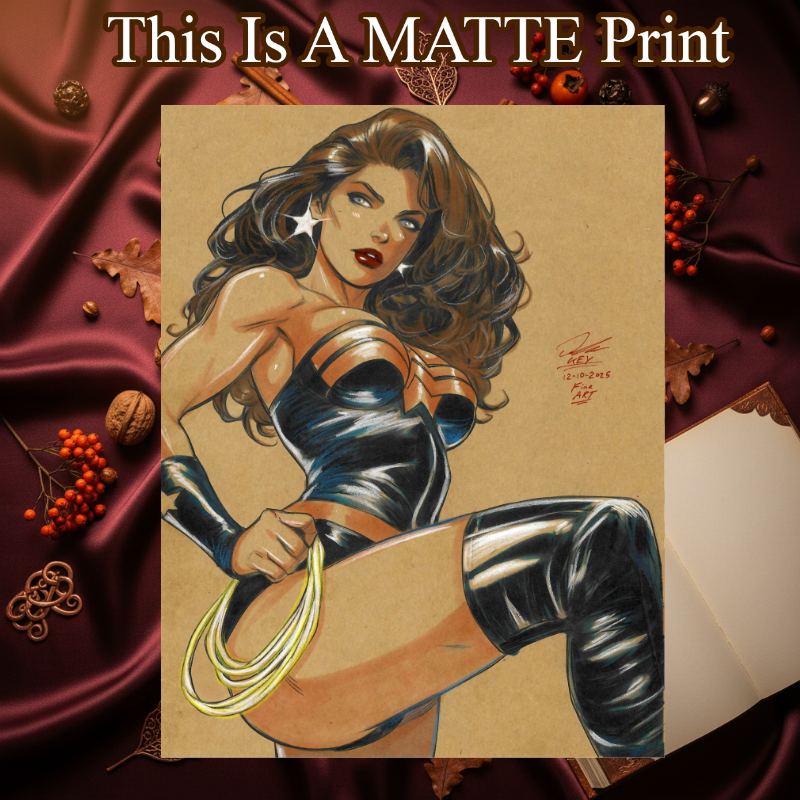 Wonder Woman Art Illustration Hard Signed 8.5x11in Fine Art PRINT